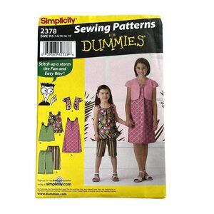 Simplicity Sewing Patterns for Dummies 2378 Girls Tunic Top Shorts Dress 2010 u